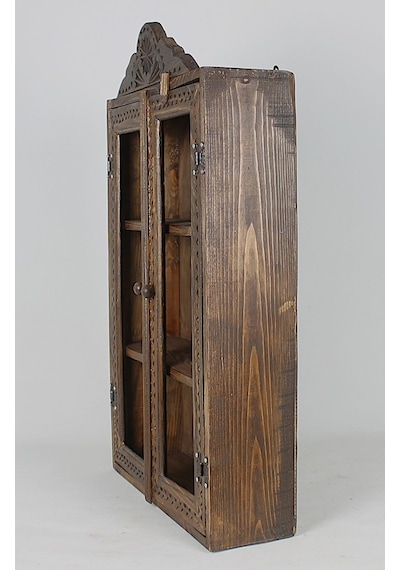Eskitme Ahşap Ecza Dolabı 40x69x12 Cm. Siyah