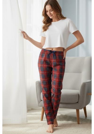 Elemge Kadın Kırmızı Pijama Altı Süet Kumaş Ekoseli Rahat Kalıp Kurdeleli Esnek Yumuşak Doku Cepsiz Kırmızı-lacivert Elemge Kadın Kırmızı Pijama Altı Süet Kumaş Ekoseli Rahat Kalıp Kurdeleli Esnek Yumuşak Doku Cepsiz Kırmızı-lacivert