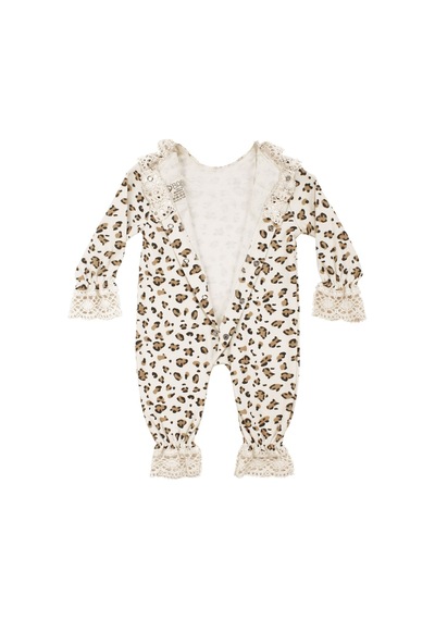 Bebegen Kız Bebek Beyaz Kahve Leopar Desenli Bereli Fistolu Tulum Çok Renkli