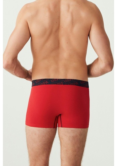 U.S. Polo Assn. 80336 Erkek Kırmızı Gri Melanj Lacivert 3'Lü Boxer 001