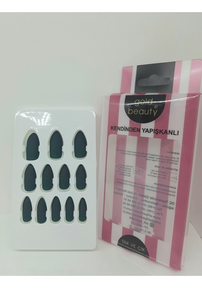 Gold Beauty Tak Çık Takma Tırnak Mat Koyu Yeşil