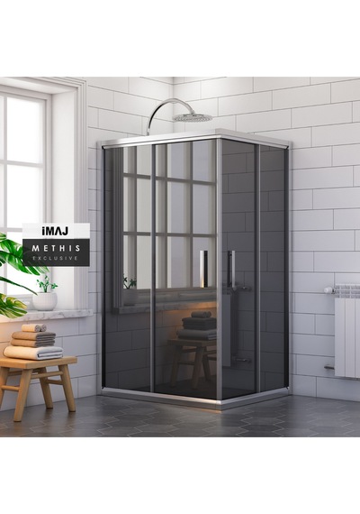 İmaj Banyo Methis Füme Cam Dikdörtgen Duşakabin Krom