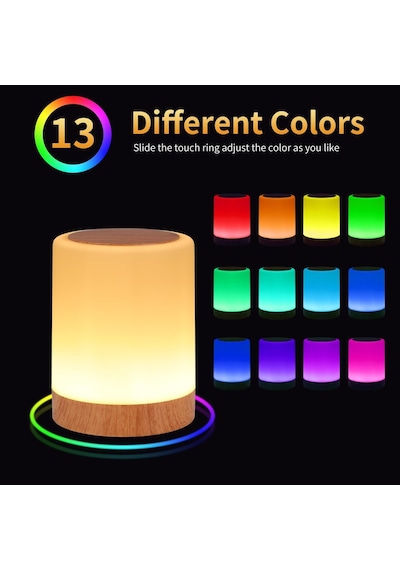 Dokunmatik Başucu Masa Lambası, 13 Rgb Renk Ve 5 Parlaklık, Usb Şarj Edilebilir Masa Lambası, Rgb Renk Değiştiren Diğer
