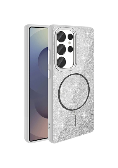 Galaxy Uyumlu S25 Ultra Kılıf Dökülmeyen Simli Silikon Magsafe Kamera Yükseltili Pazarplus Beyaz