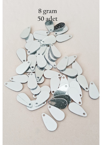 Oya Abiye Bileklik Kolye Pleksi Metalik Plastik Pul Gümüş Renk 8 Gram 50 Adet - Bnc531