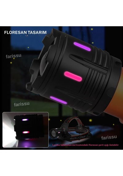 Or-810 25w Kafa Feneri 1800 Lümen 2 Pil 12w Şarjlı Siyah