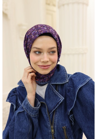 Silk Home Soft Eşarp 73077-05 Koyu Lacivert, Çelik Mavi, Parlak Turuncu, Saks