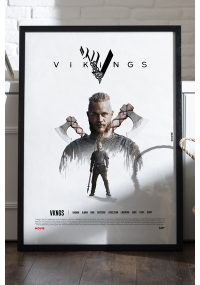 Vikings Siyah Ahşap Çerçeveli Poster, Dizi Duvar Tablosu