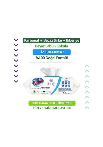 Bingo Beyaz Sabunlu Yüzey Temizlik Havlusu 96 Adet Bng-0001 BNG-0001
