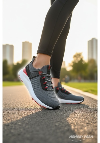 Enoch Erkek Spor Ayakkabı Koşu Ve Yürüyüş Sneaker Yan Destekli Ve Örme Performans Modeli Füme