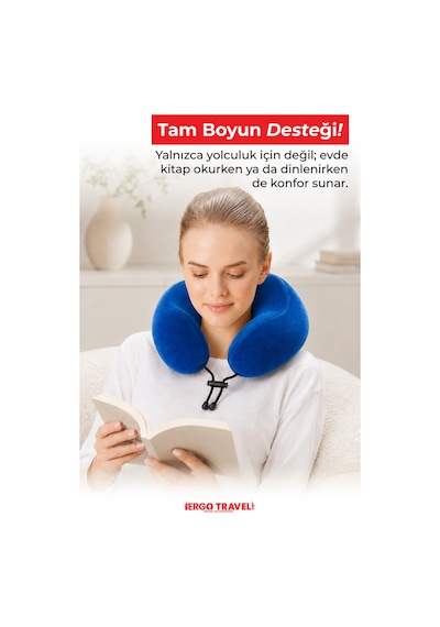 Viscofoam Comfy Ortopedik Seyahat Yastığı Visco Boyun Destekli Seyahat Yastığı - Mavi | Ergo Travel