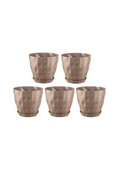 Omnipazar So-krt2 Dekoratif Kristal Saksı Takımı 1.15 Lt Mocha 5 Adet