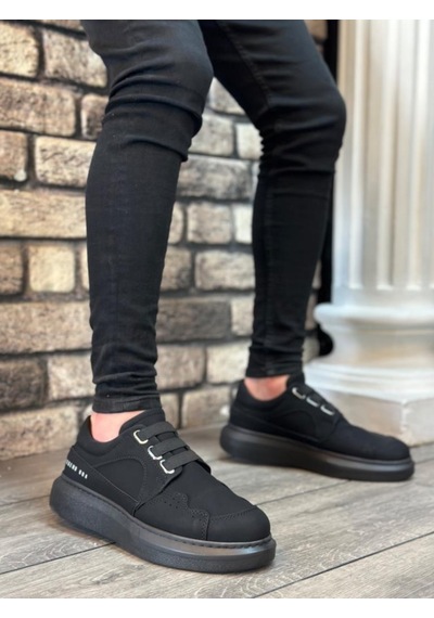Ba0302 Boa Kalın Taban Bağcıksız Tarz Casual Siyah Siyah Erkek Ayakkabı