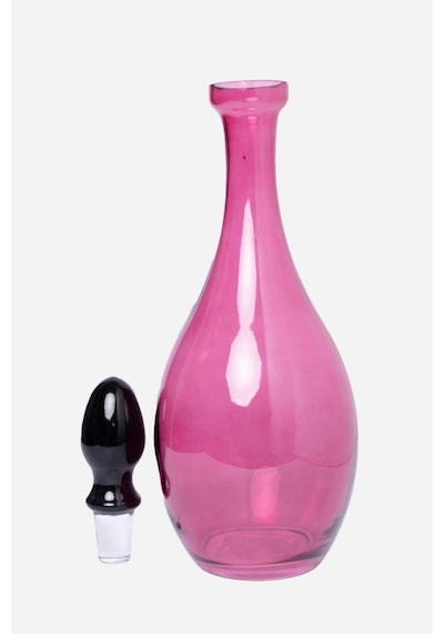 Pembe Cam Kapaklı Sürahi - Pembe Renk Modern Tasarım Damla Karaf