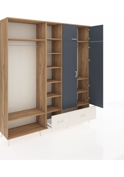 Hyperion Dolap 12 Raflı 2 Çekmeceli 2 Askılı 220x44x243 Çam-antrasit/aytaşı Çok Renkli Hyperion Dolap 12 Raflı 2 Çekmeceli 2 Askılı 220x44x243 Çam-antrasit/aytaşı Çok Renkli