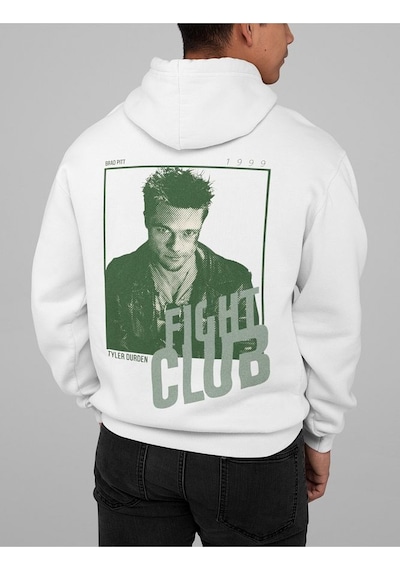 Sevbano Fight Club Tyler Durden Baskılı Unisex Oversize Film Karakteri Ho Beyaz