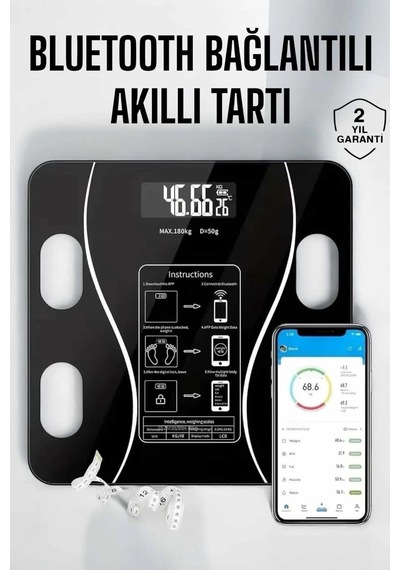 Akıllı Tartı Bluetooth Bağlantılı Yağ Ölçebilen Tartı Yeni Nesil Çok Renkli 77488918