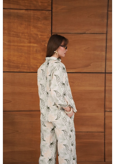 Verymoda Nakışlı Keten Gömlek - F2009 Taş