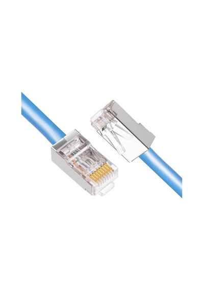 Koodmax - 100 Adet - 3u" Gold Plated Stp Cat5e Rj45 Metal Konnektör - 8p8c Ethernet Kablo Ucu Jack
