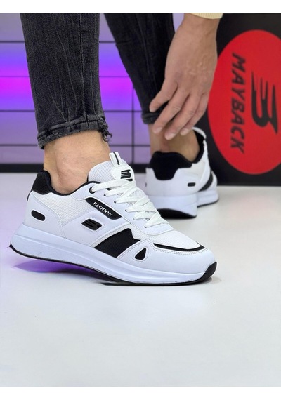 Mayback Erkek Günlük Ortopedik Sneaker Spor Ayakkabı Beyaz-siyah