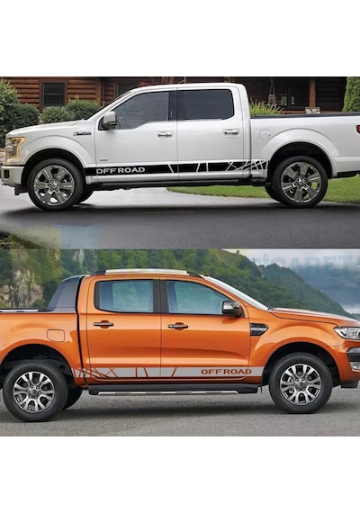 Off Road 4X4 Yan Şerit Kapı Altı Oto Sticker Çıkartma 1 Çift 220 X 11 Cm