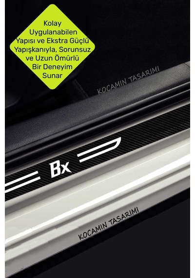 Bx Yazılı Karbon Kapı Eşiği Citroen Bx İçin Siyah Dekoratif 2 Ön 2 Arka Kapı Koruyucu Set Citroen Bx