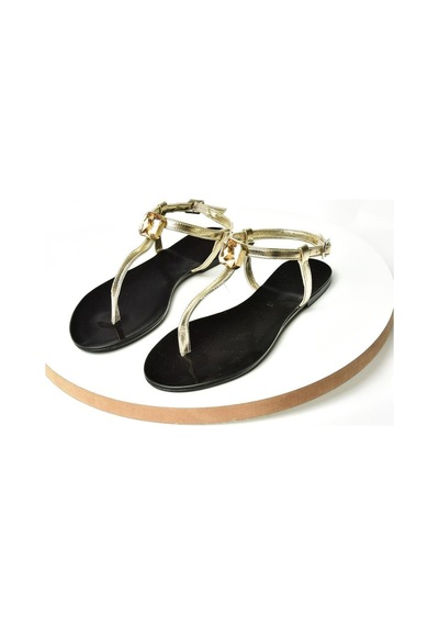 Fox Shoess272095209 Altın Parmak Arası Kadın Sandalet Altın
