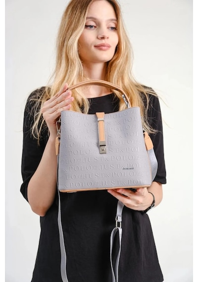 Just Polo Kadın Gri Taba 3 Gözlü Su Geçirmez Çapraz Ve Omuz Çantası 22 X 20 Cm Gri - Taba