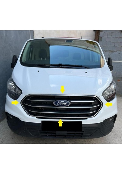 Ford Custom Krom Ön Panjur+Çerçeve 8 parça 2018 ve üzeri P.Çelik