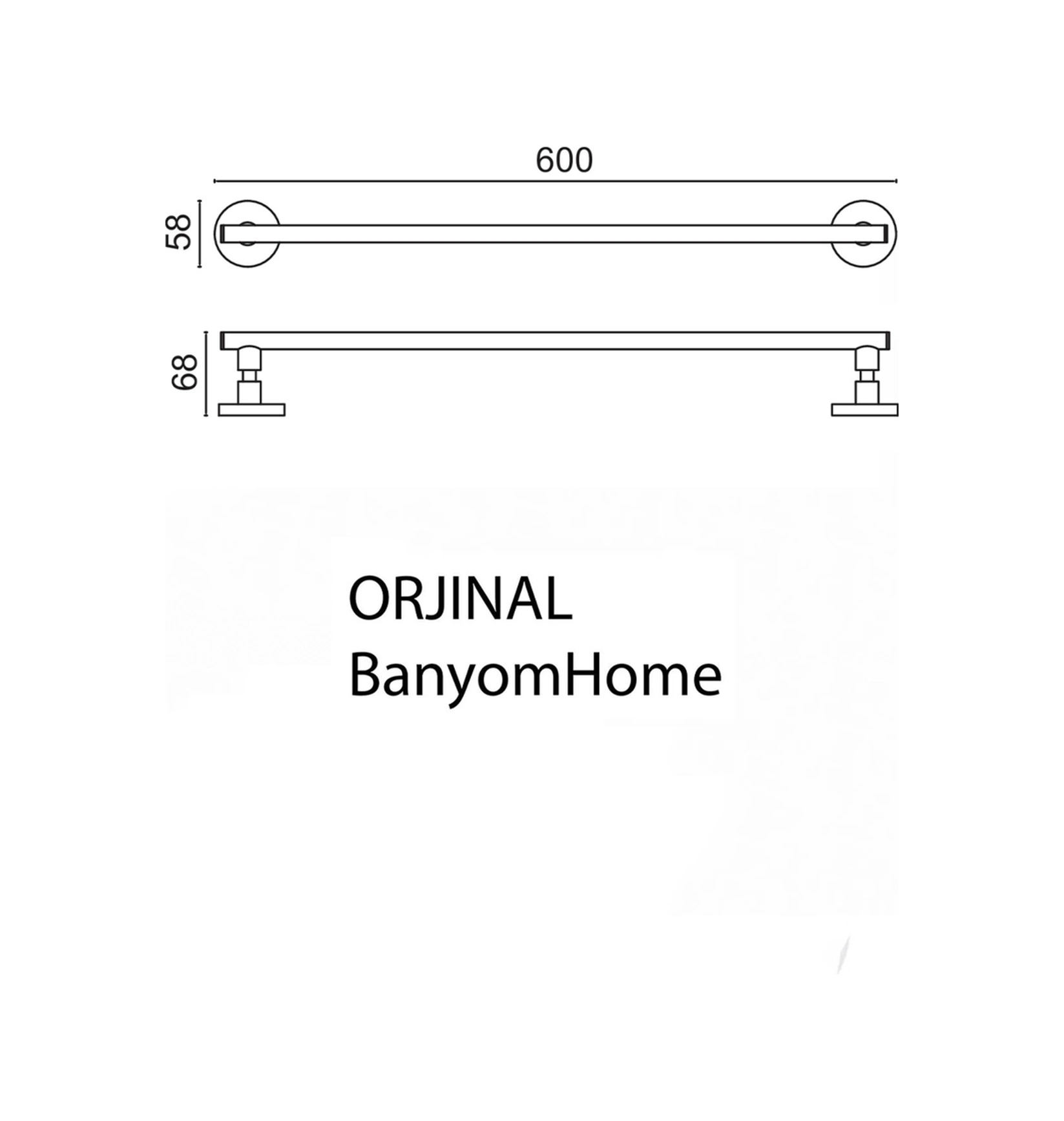Çelik Banyo Paslanmaz Pirinç Flora 60 Cm Uzun Havluluk Krom