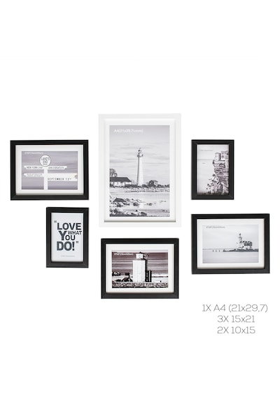 Porsima Dhz90055 Renkli Ahşap Modern Dekoratif 6 Parça Fotoğraf Çerçevesi Masa Duvar Fotoğraf Çerçevesi