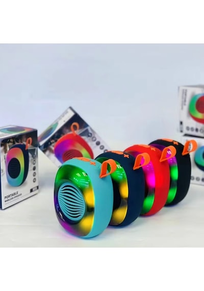 Kablosuz Bluetooth Hoparlör 5w Rgb Led Işıklı Speaker Mavi