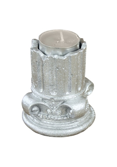 Mumluk Şamdan Tealight Mum Uyumlu Tarihi Sütun Model - Gümüş
