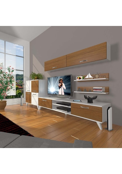 Decoraktiv Eko 6y Mdf Dvd Retro Tv Ünitesi Tv Sehpası Beyaz - Ceviz