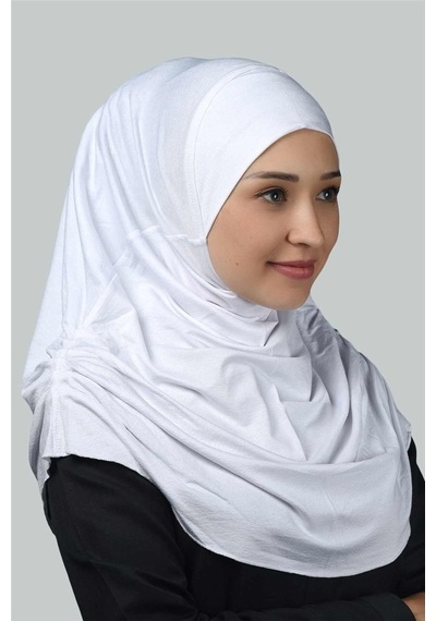 Altobeh Hazır Türban Büzgülü Pileli Pratik Eşarp Tesettür Hijab - Namaz Örtüsü - Beyaz