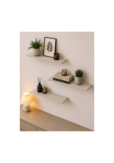 Harmony 3 Raflı Gizli Monte Uçan Raf 50 15 Cm Açık Kahverengi