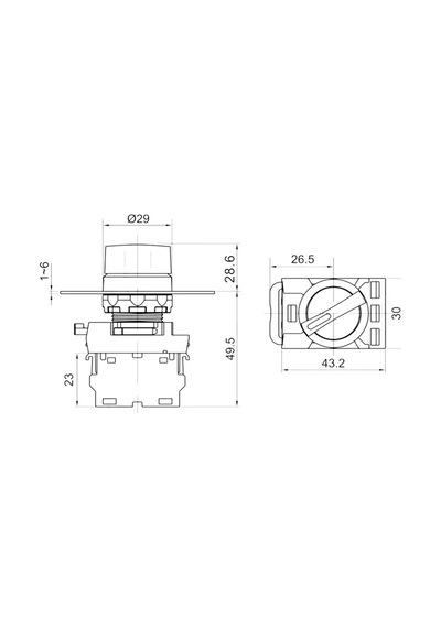 Lay25-ed33 22mm I-0-ıı Kısa Mandal Buton