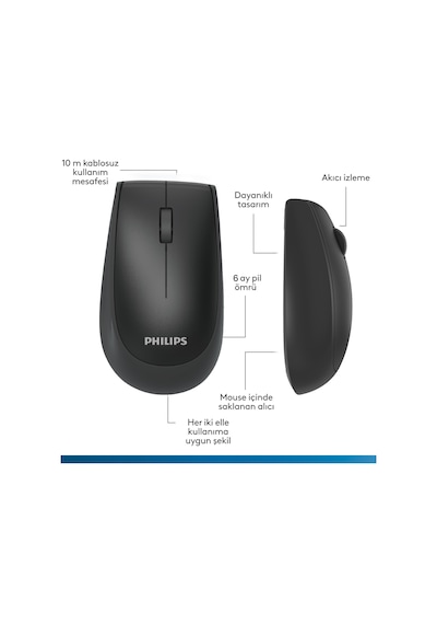 Philips SPK7317 Kablosuz 1600DPI 3 Tuşlu Optik Mouse