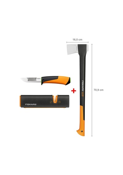 Fiskars Yarma Baltası L-x21 + Bileyicili Ağır İş Bıçağı + Balta Ve Bıçak Bileyici