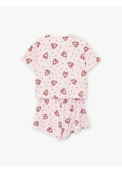 Koton Kısa Kollu U Yaka Baskılı Şortlu Yılbaşı Pijama Takımı Pembe Desenli 6wlk40241mk Pembe Koton Kısa Kollu U Yaka Baskılı Şortlu Yılbaşı Pijama Takımı Pembe Desenli 6wlk40241mk Pembe