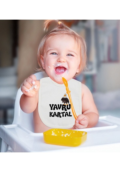 BK Kids Yavru Kartal Tasarımlı Beyaz Bebek Mama Önlüğü-1