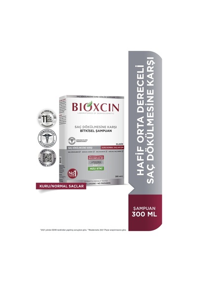 Bioxcin Kuru ve Normal Saçlar için Saç Dökülmesine Karşı Şampuan 300 ML