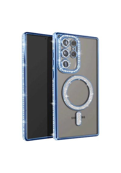 Samsung Galaxy Uyumlu S25 Ultra Kılıf Joke Simli Magneticsafe Kılıf - Mavi