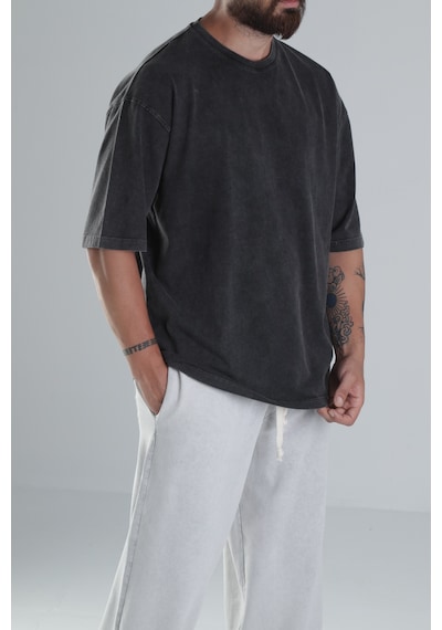 Cocopelli Yıkamalı Antrasit Oversize T-shirt Coc1304 Antrasit