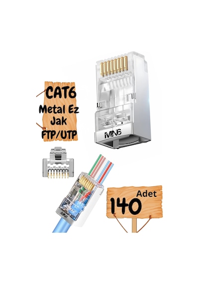 Mn6 M117xf Cat6 Jack/140 Adet-metal Ez/yeni Nesil Rj45 Cat6-8p/8c Açık Uçlu/cat6 Konnektör
