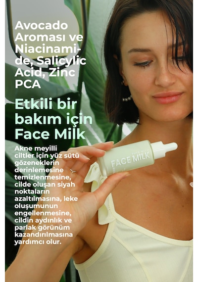 Avokado Özlü Akne/leke Karşıtı Onarıcı Yüz Sütü 150 Ml Niacinamide, Salisilik Asit, Zinc
