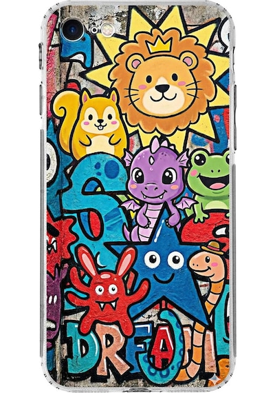 Apple Uyumlu iPhone 7 İle Grafiti Star Team Tasarımlı Şeffaf Silikon Kılıf Şeffaf