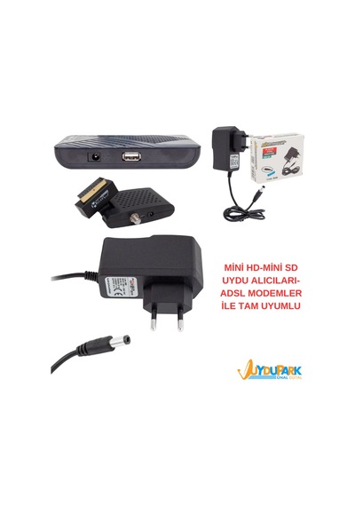 Uydupark Powermaster 12 V 1 A Priz Tip Plastik Kasa Adaptör 5.5-2.5 Uç