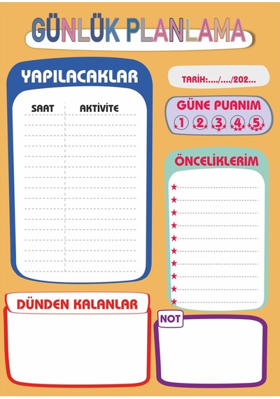 3 Adet Günlük Planlayıcı 50 Sayfa 80 Gr 1.Hamur