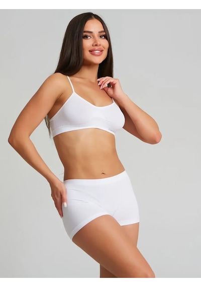 Mistirik Moncorno Model Iz Yapmayan Sıkılaştırıcı Comfort Seamless Spor Boxer Beyaz Renk Beyaz